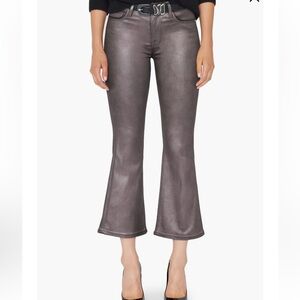 Frame Le Crop Mini Boot Waxed Denim Metallic Size 29 NWOT Cotton Blend Mahogany